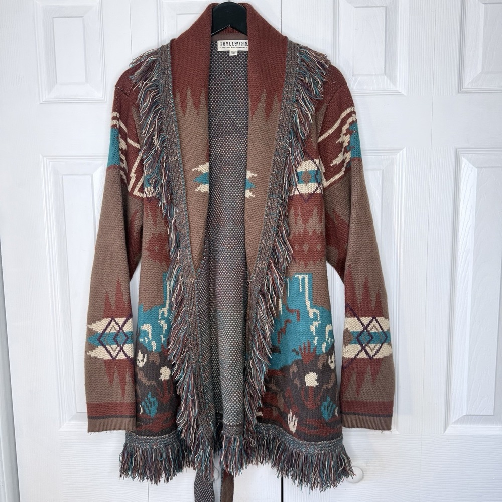 Idyllwind Southwestern Fringe Cardigan Sweater XL Western Aztec Cowgirl Belted